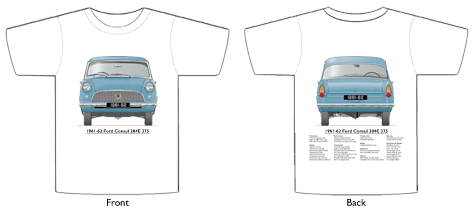 Ford Consul 204E 375 1961-62 T-shirt Front & Back